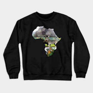 African Wildlife Continent Collage Crewneck Sweatshirt